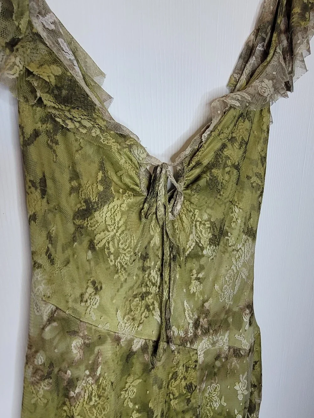Urban Outfitters Hyacinth Asymmetrical Mesh Midi Dress M Green Forest Fairy Y2K - Picture 7 of 7
